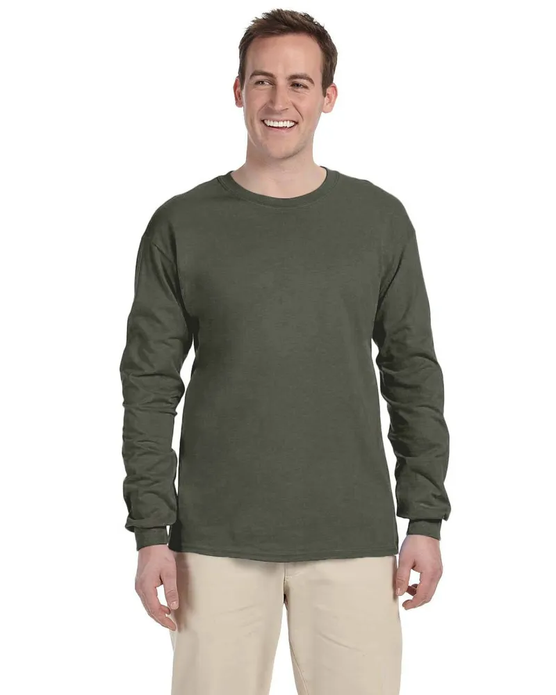 Gildan Adult Ultra Cotton Long Sleeve T-Shirt G240 in Military Green